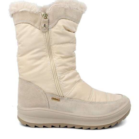 NEW IMAC Made In Italy Lateral Zip High Ankle Winter boots ivory women 1225 5m3 - Picture 5 of 10